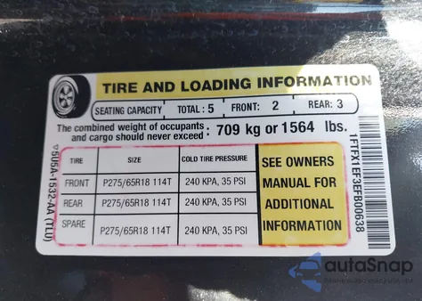 2014 Ford F-150 Fx4 из США, поврежденный, VIN 1FTFX1EF3EFB00638